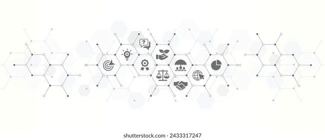 csr banner with the website icons and symbol of corporate corporate conscience corporate self regulation corporate social responsibility vector illustration with technology banner