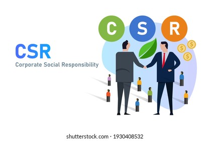 Csr Corporate Social Responsibility Businessman Cooperation Company Initiative For Public And Environment