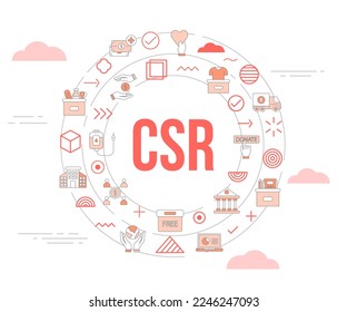 csr corporate social responsibility concept with icon set template banner and circle round shape