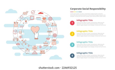 csr corporate social responsibility concept for infographic template banner with four point list information