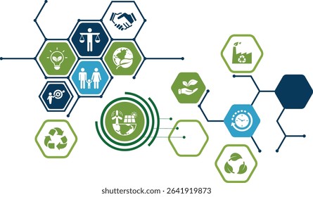 CSR (Corporate Social Responsibility) Template design for Sustainability development and Global Green Industries Business concept, EPS 10 Vector illustration