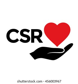 CSR Icon: Corporate Social Responsibility - Hand Holding Heart Vector Concept