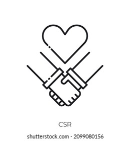 CSR icon. Outline style icon design isolated on white background