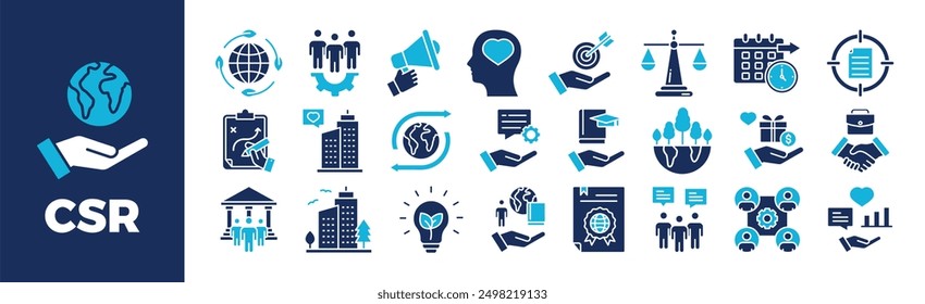 CSR Icon Set For Design Elements, business, corporate, environmental, social, concept