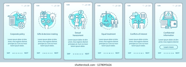 CSR onboarding mobile app page screen vector template. Corporate social responsibility. Business ethics walkthrough website steps. Corporate policy. UX, UI, GUI smartphone interface concept