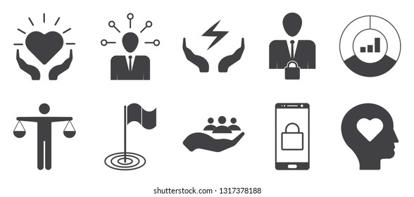 CSR simple concept icons set. Contains such icons as responsibility, sustainability, ethics, goal and more, can be used for web, logo, UIUX