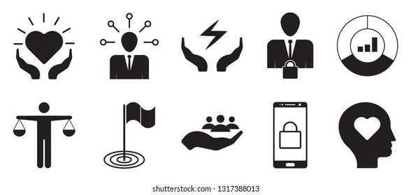CSR simple concept icons set. Contains such icons as responsibility, sustainability, ethics, goal and more, can be used for web, logo, UIUX -  