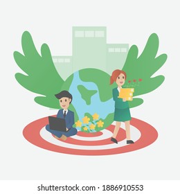 CSR-corporate social responsibility concept in business concept,Idea and vision of Sustainable corporate growth,environmental friendly,Vector illustration.