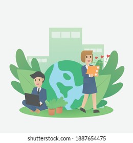 CSR-corporate social responsibility concept in business concept,Idea and vision of Sustainable corporate growth,environmental friendly,Vector illustration.