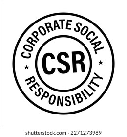 CSR-Corporate Social Responsibility vector icon stamp, black in color