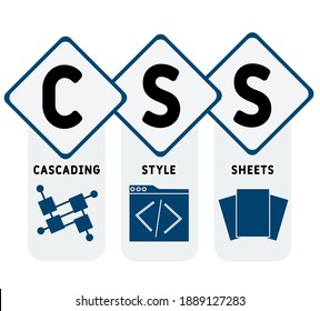 CSS - Cascading Style Sheets acronym. business concept background.  vector illustration concept with keywords and icons. lettering illustration with icons for web banner, flyer, landing page