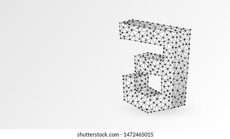 CSS coding language sign. Device, programming, developing concept. Abstract, digital, wireframe, low poly mesh, vector white origami 3d illustration Triangle line, dot