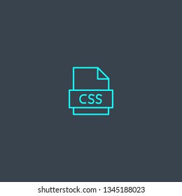 CSS concept blue line icon. Simple thin element on dark background. CSS concept outline symbol design. Can be used for web and mobile UI/UX