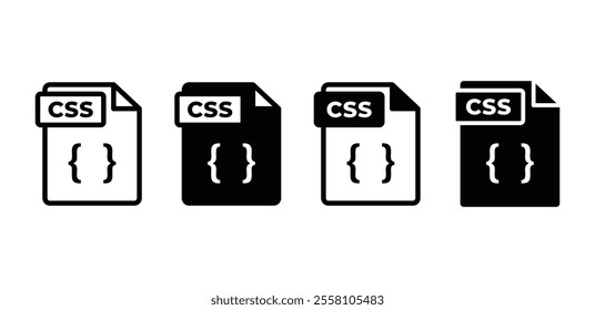 CSS file format document icon symbol vector design simple black white color illustration collection sets