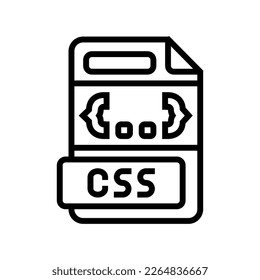 css file format document line icon vector. css file format document sign. isolated contour symbol black illustration