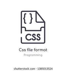 css file format outline icon. isolated line vector illustration from programming collection. editable thin stroke css file format icon on white background