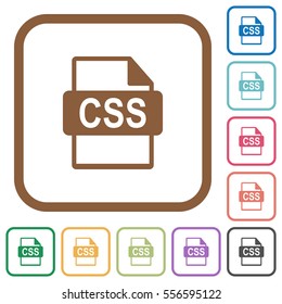CSS file format simple icons in color rounded square frames on white background