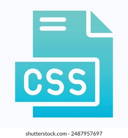 CSS File Format Vector Icon, Isolated Gradient Vector Icon.