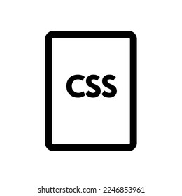 Línea de icono de archivo CSS aislada en fondo blanco. Icono delgado plano negro sobre el estilo de contorno moderno. Símbolo lineal y trazo editable. Ilustración vectorial de trazo simple y de píxel perfecto.