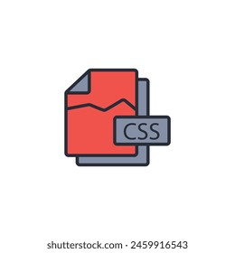 Css file icon. vector.Editable stroke.linear style sign for use web design,logo.Symbol illustration.