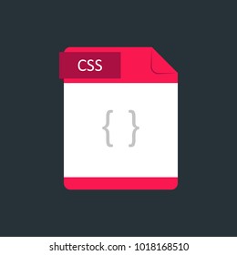 CSS file type icon. Vector illustration isolated on a dark blue background.