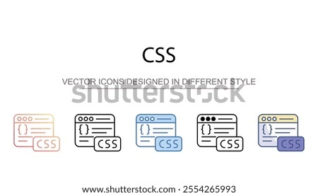 CSS icon design with white background stock illustration