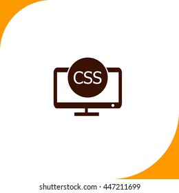 CSS sign. Brown icon on white background