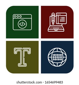 css simple icons set. Contains such icons as Web coding, Typing, Type, Binary code, can be used for web, mobile and logo