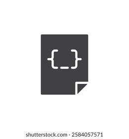 CSS Stylesheet vector icon. filled flat sign for mobile concept and web design. A document with curly brackets glyph icon. Styling web page symbol, logo illustration. Vector graphics