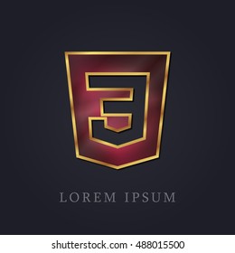 CSS3 Red Ruby with Golden Frame Precious Jewellery Icon / Logo Design