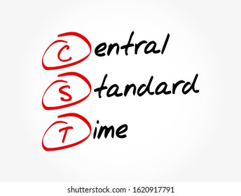 CST abbreviation stands for Central Standard Time - is a time zone used in parts of North America, acronym concept background