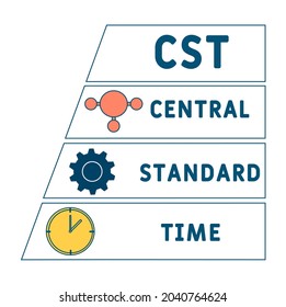 CST - Central Standard Time acronym. business concept background.  vector illustration concept with keywords and icons. lettering illustration with icons for web banner, flyer, landing