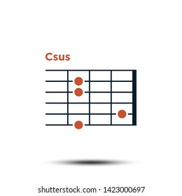 Csus, Basic Guitar Chord Chart Icon Vector Template