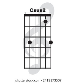 Csus2  guitar chord icon. Basic guitar chord vector illustration symbol design