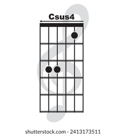 Csus4  guitar chord icon. Basic guitar chord vector illustration symbol design