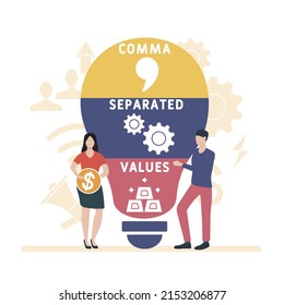 CSV - Comma Separated Values acronym. business concept background. vector illustration concept with keywords and icons. lettering illustration with icons for web banner, flyer, landing pag