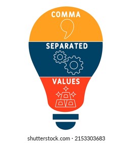 CSV - Comma Separated Values acronym. business concept background. vector illustration concept with keywords and icons. lettering illustration with icons for web banner, flyer, landing pag