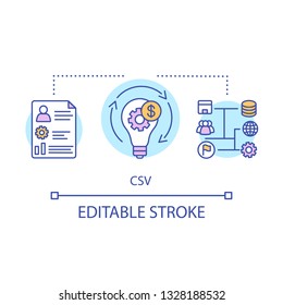 CSV Concept Icon. Creating Shared Value Idea Thin Line Illustration. Corporate Social Responsibility, Accountability. Business Idea, Strategy, Growth. Vector Isolated Outline Drawing. Editable Stroke