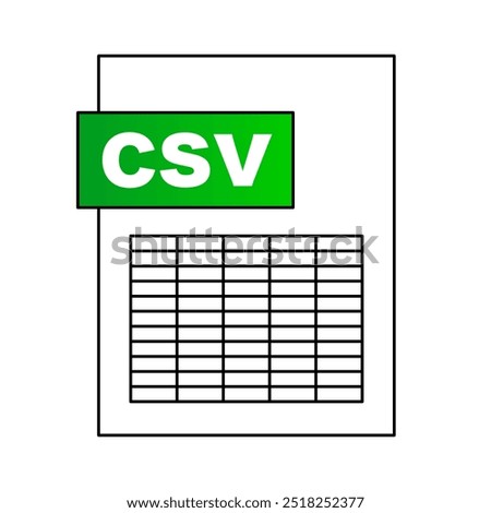 CSV File with Data Table icon. Vector.