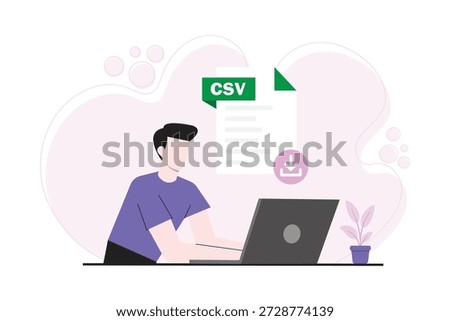 CSV File Download Illustration Data Export Concept Flat Vector Design