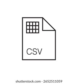 ícone de extensão de arquivo csv estrutura de tópicos traçado editável eps 