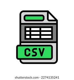 csv file format document color icon vector. csv file format document sign. isolated symbol illustration