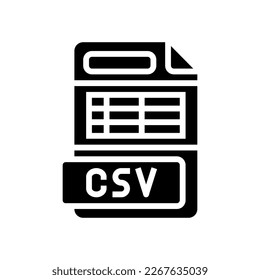 csv file format document glyph icon vector. csv file format document sign. isolated symbol illustration