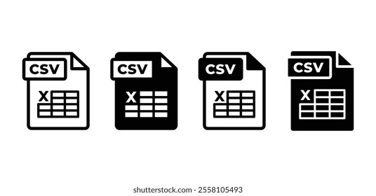 csv file format document icon symbol sign vector design black white color simple illustration collection isolated