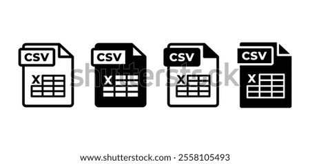 csv file format document icon symbol sign vector design black white color simple illustration collection isolated