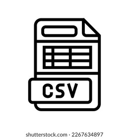 csv file format document line icon vector. csv file format document sign. isolated contour symbol black illustration