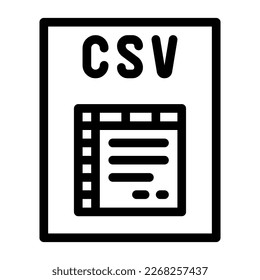 csv file format document line icon vector. csv file format document sign. isolated contour symbol black illustration