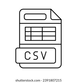 csv file format document line icon vector. csv file format document sign. isolated contour symbol black illustration