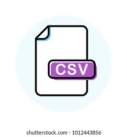 CSV file format, extension color line icon. Vector illustration