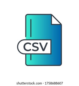 CSV File Format Icon. CSV extension gradiant icon.